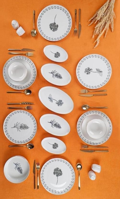 Adalee 12 Kişilik 46 Parça Porselen Yemek Takımı