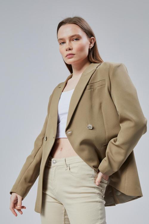 Kadın Kruvaze Kapama Oversize Blazer Ceket