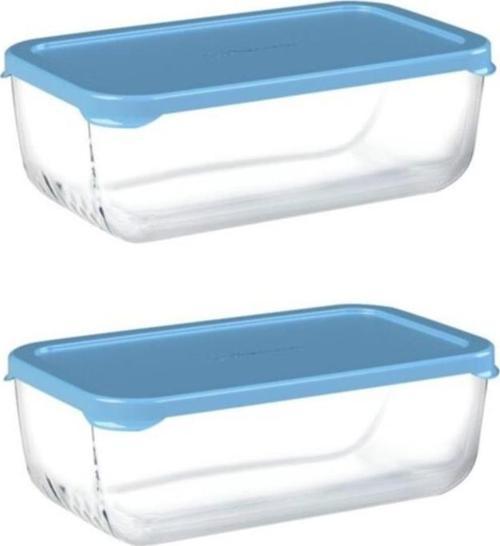 2'li Snowbox Cam Saklama Kabı 1200 Cc Mavi Kapaklı (53743)