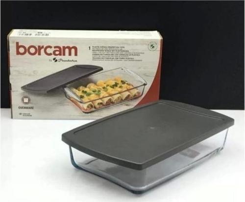 59864 Borcam Gri Kapaklı Fırın Kabı 26X15cm