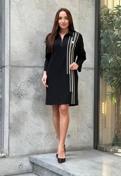 Özel Tasarım Taşlı Şerit Detaylı Şık Elbise