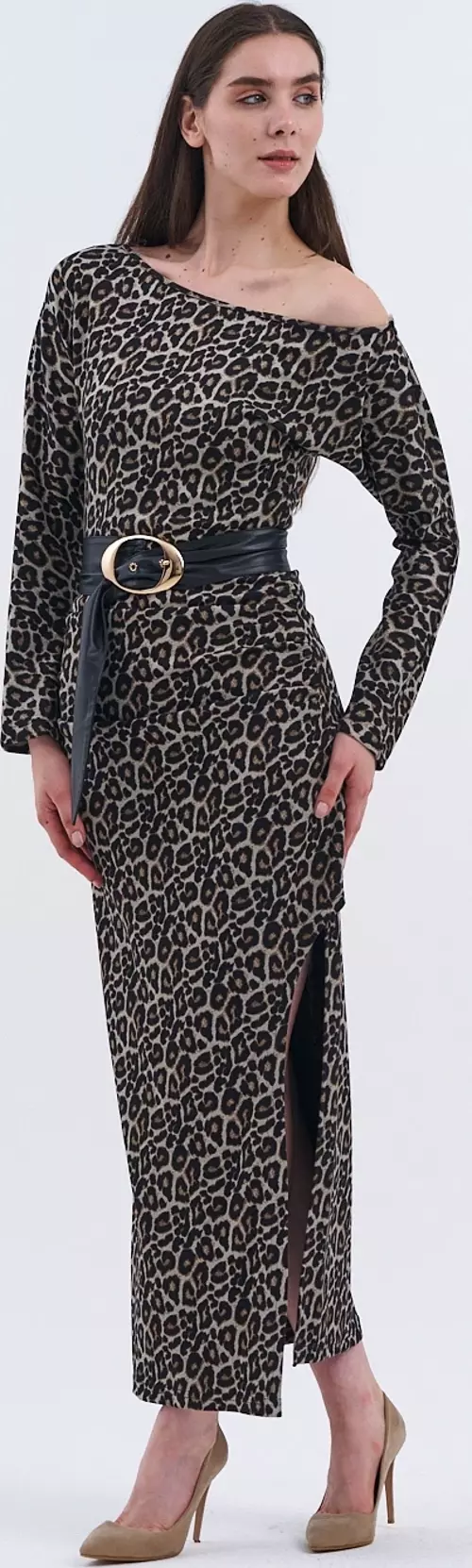 Yeni Elbise Modelimiz: Leopar Desenli Uzun Kollu Elbise