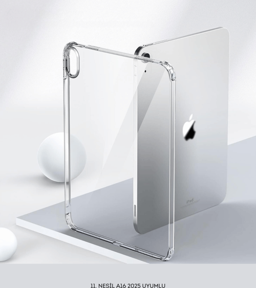 iPad 11. Nesil 2025 A16 Çip Uyumlu Fuchsia Şeffaf Koruyucu Silikon Kapak