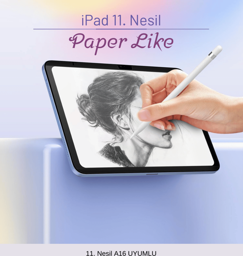iPad 11. Nesil 2025 A16 Çip Uyumlu Paper-Like Gerçek Kağıt Hissi Tablet Ekran Koruyucu