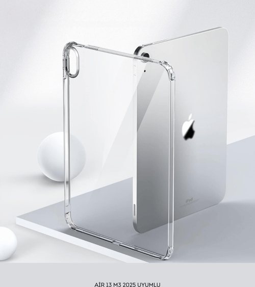 iPad Air 13 M3 Çip Uyumlu 2025 Fuchsia Darbe Emici Şeffaf Koruyucu Silikon Kapak