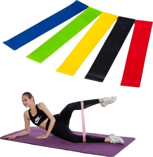 5li Egzersiz Direnç Bant Seti Pilates Crossfit Ekipmanları
