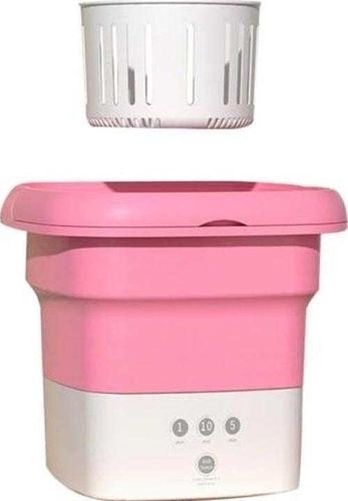 Pembe Katlanabilir Mini Çamaşır Makinesi