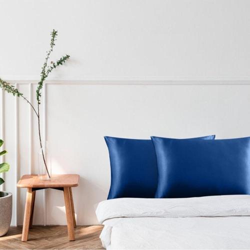 Gece Mavisi (Lacivert) Ipek Saten Yastık Kılıfı 50 X 70 2'Li
