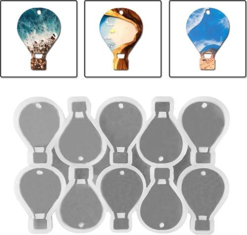 Epoksi Çoklu Silikon Kalıp Kapadokya Balonu Delikli Anahtarlık Kolye Süs Kalıbı 10 Lu