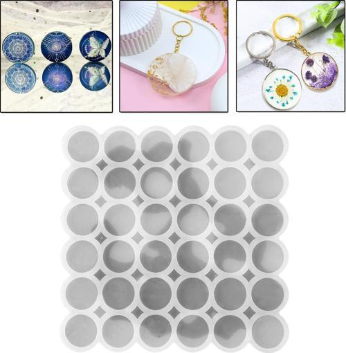Epoksi Silikon Kalıp Çoklu Yuvarlak Anahtarlık Kolye Küpe Kalıbı 3.5 CM 36 Lı