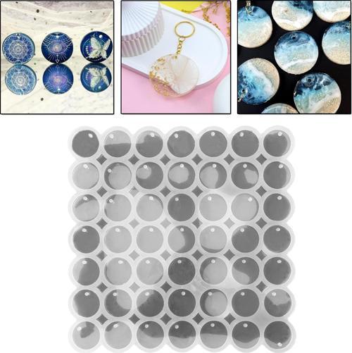 Epoksi Silikon Kalıp Çoklu Yuvarlak Delikli Anahtarlık Kolye Küpe Kalıbı 3.5 CM 49 Lu