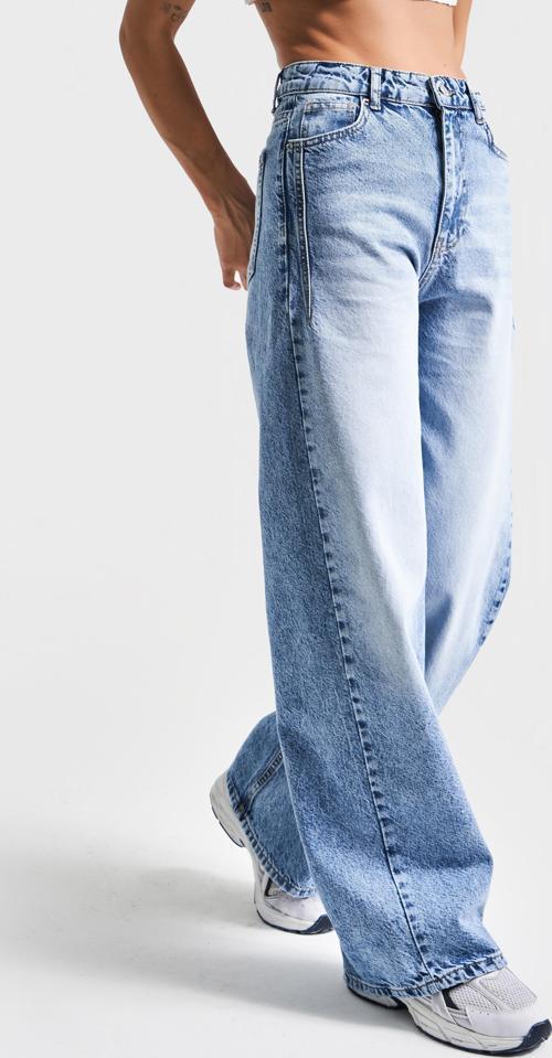 Kadın Kot Rengi 4S5-27 %100 Koton Straight Wide Leg Fit Denim Jean