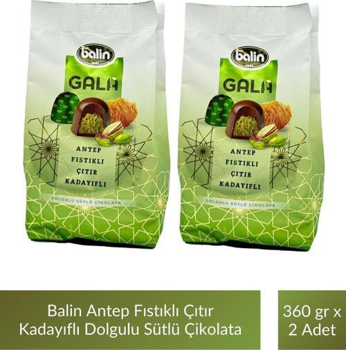 Balin Antep Fıstıklı Çıtır Kadayıflı Dolgulu Sütlü Çikolata 360 gr x 2 Adet
