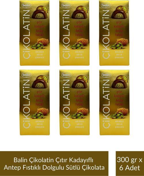 Balin Çikolatin Çıtır Kadayıflı Antep Fıstıklı Dolgulu Sütlü Çikolata 300 gr x 6 Adet