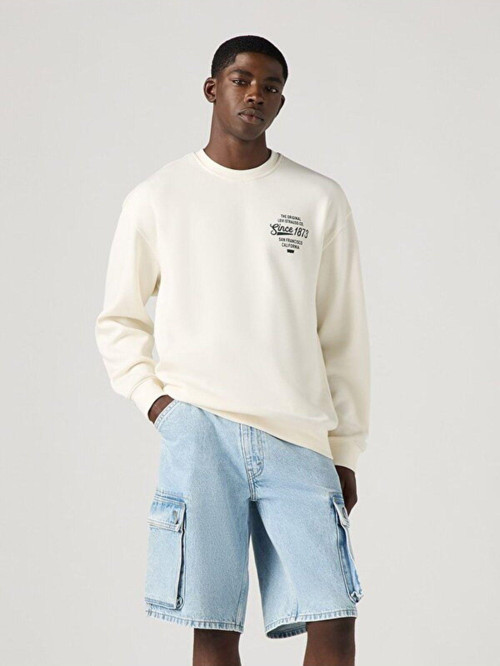Erkek Relaxed Graphic Beyaz Sweatshirt - 38712-0457