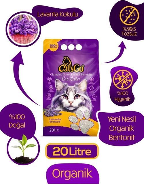 Büyük Boy Lavantalı Premium Organik Kedi Kumu 20 Lt