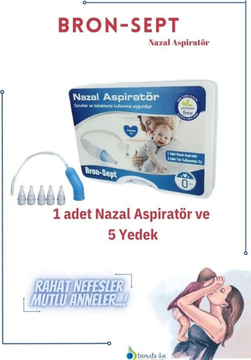 Bron-sept Bebek Burun Aspiratörü + Yumuşak Yedek Uç 5 Adet