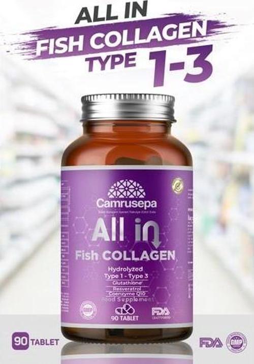 Camrusepa All In Tip 1 - Tip 3 Hidrolize Kolajen - Balık Kolajeni 90 Tablet