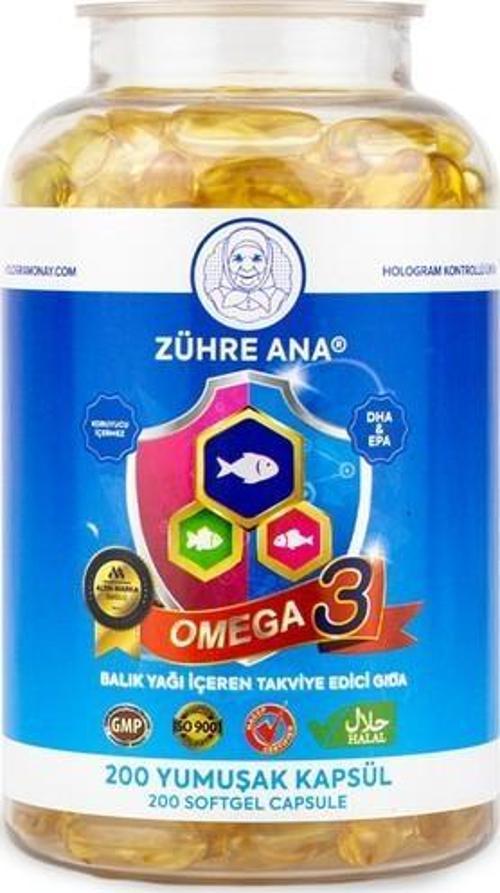 Zühre Ana Omega 3 Balık Yağı 200 Kap 1300 Mg
