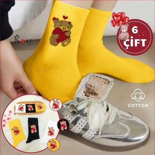  Kadın (6 ÇİFT) Çeyrek Soket Soft AŞK Model Pamuklu Terletmez Çorap Seti