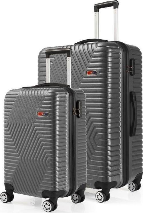 Abs Kabin Ve Büyük Boy Koyu Gri 2'li Valiz eti 600.02-Set-BK