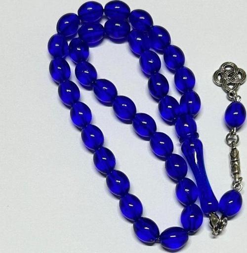 Lacivert Toz Kehribar Tesbih