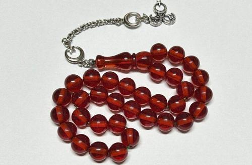 Halit Uzunkaya Turuncu Küre Kesim Ateş Kehribar Tesbih