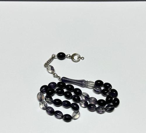 Siyah Şeffaf Toz Kehribar Tesbih