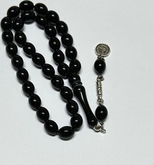 Siyah Toz Kehribar Tesbih