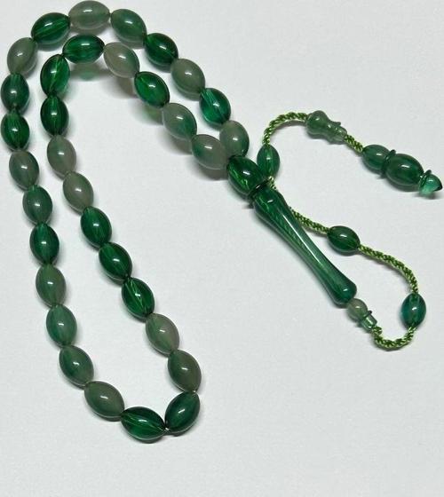 Yeşil Toz Kehribar Tesbih