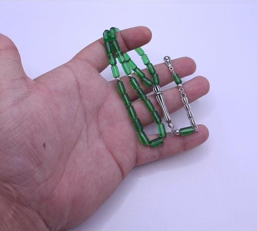 Yeşil Renk Kapsül Kesim Cam Tesbih