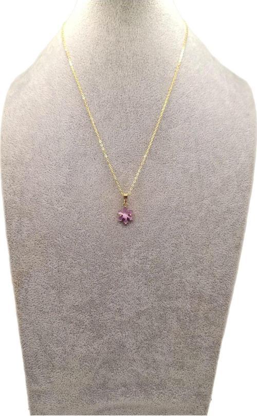 Altın Renk Sedefli Mor Kar Tanesi Kolye