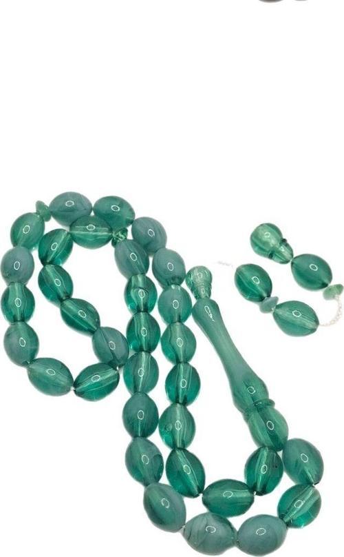 Turkuaz Yeşil Toz Kehribar Tesbih