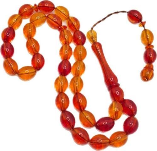 Turuncu Toz Kehribar Tesbih