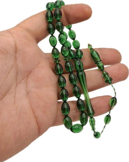 Yeşil Renk Beyzi Toz Kehribar Tesbih