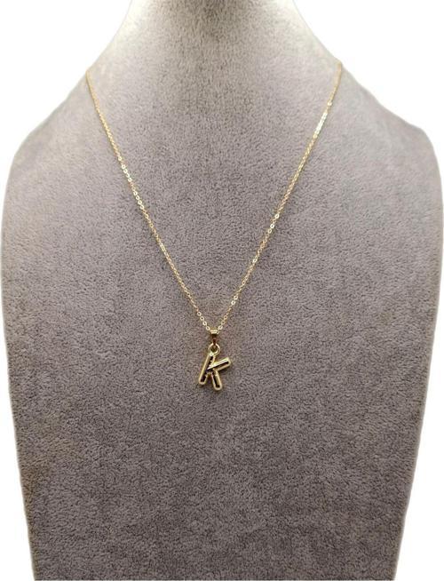 Altın Renk Çizgi Desenli K Harfi Balon Model Kolye