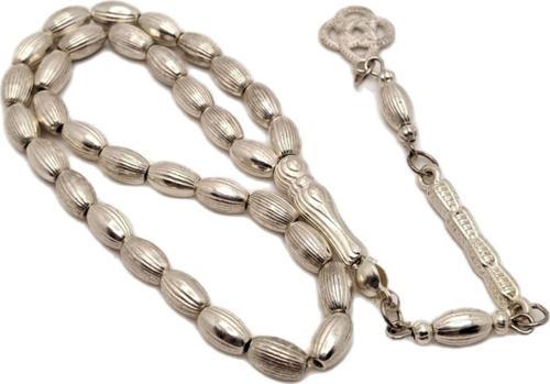 Çizgili Model Gümüş Benzetme Metal Tesbih