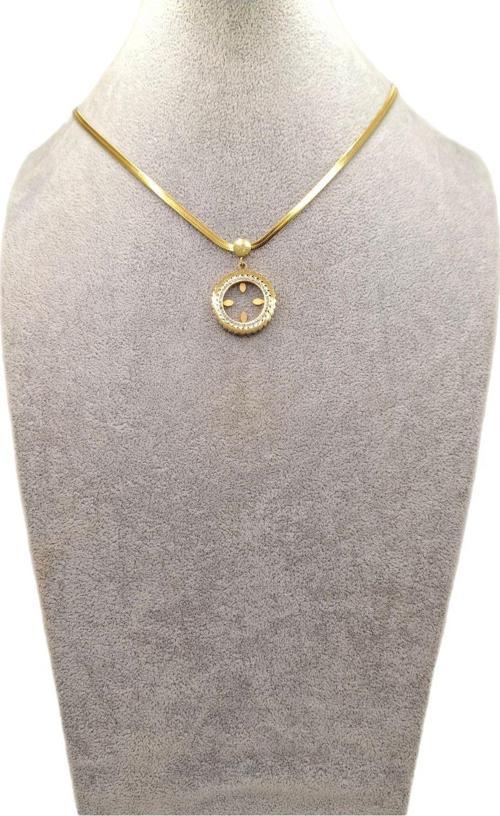 Altın Renk Taşlı Balık Sırtı Çeyreklik Kolye