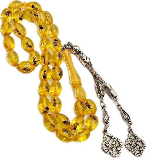 Fosilli Beyrut Damla Kehribar Tesbih