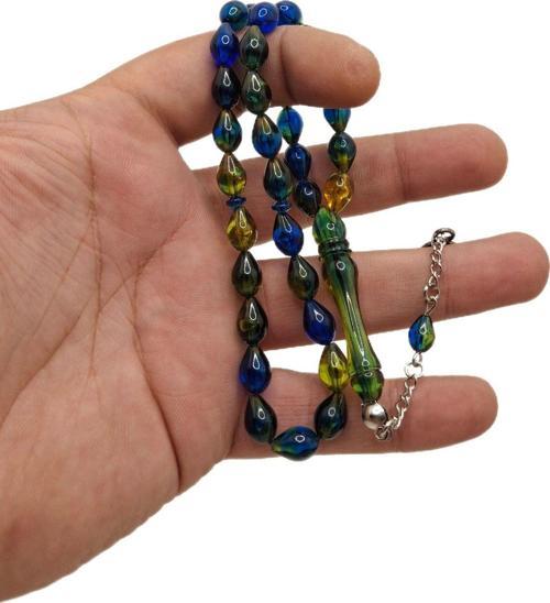 Yeşil Mavi Toz Kehribar Tesbih