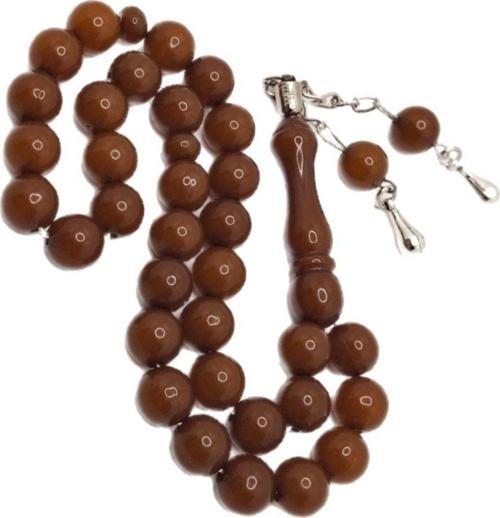 Kahverengi Küre Kesim Toz Kehribar Tesbih