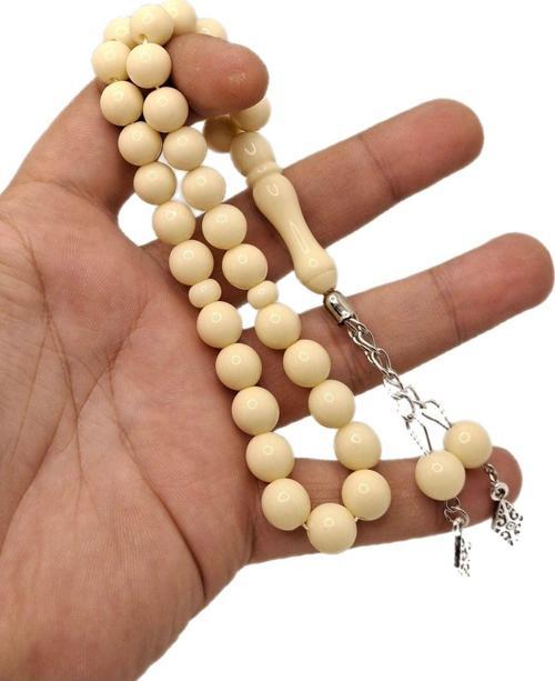 Küre Kesim Süt Beyazı Toz Kehribar Tesbih