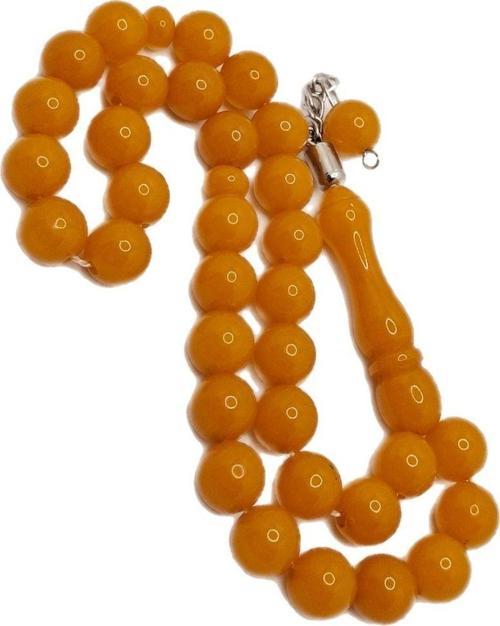 Turuncu Küre Kesim Toz Kehribar Tesbih