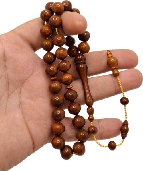 Açık Kahverengi Sığırcık Kesim Özel Lüks Model Toz Kehribar Tesbih