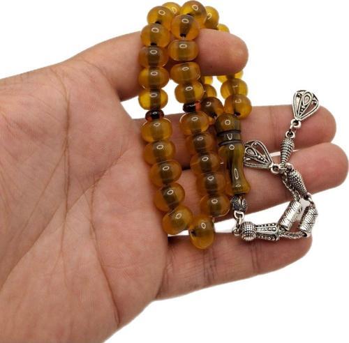 Tekerlek Kesim Çubuk Sıkma Kehribar Tesbih