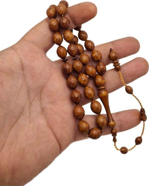 Açık Kahverengi Özel Lüks Model Toz Kehribar Tesbih