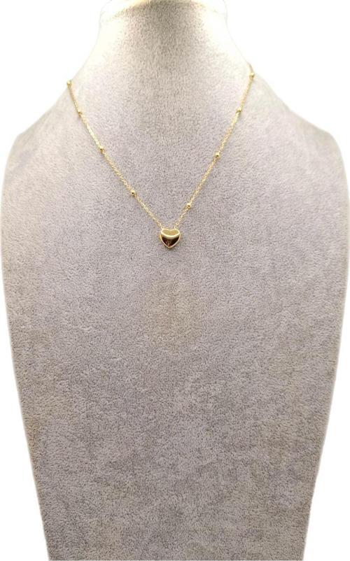 Altın Renk Top Zincirli Kalp Model Çelik Kolye