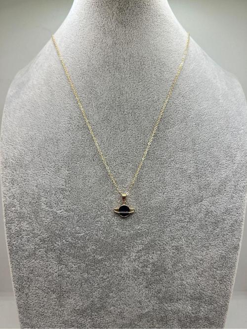 Lacivert Satürn Kolye