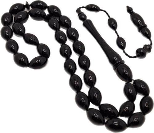 Arpa Kesim Siyah Toz Kehribar Tesbih