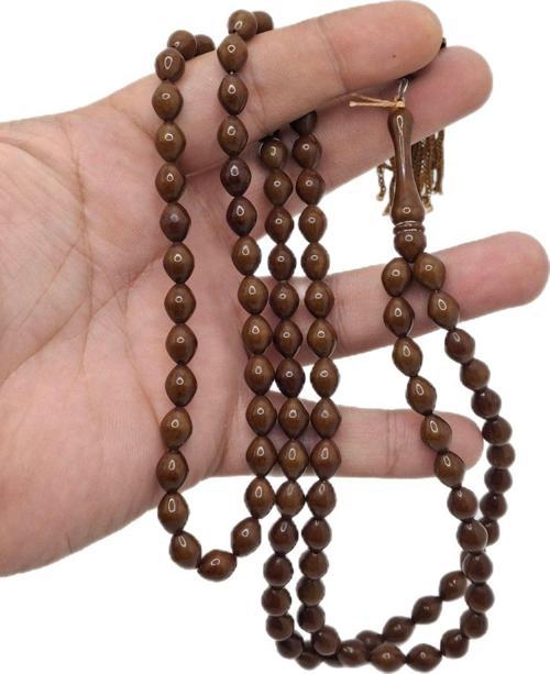 Kahverengi Beyzi Kesim 99 Luk Toz Kehribar Tesbih